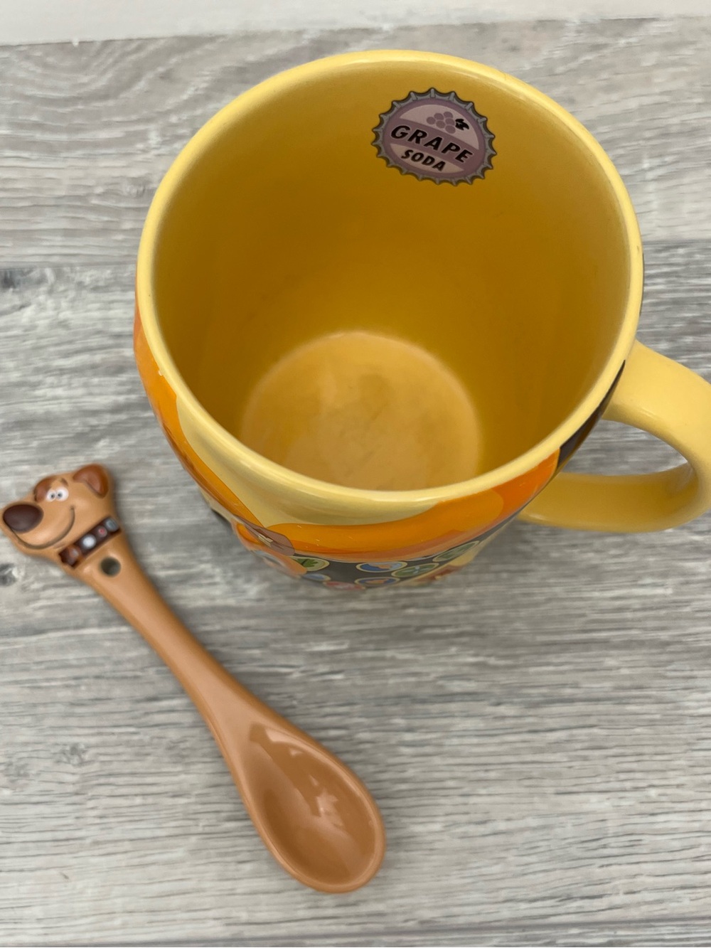 Disney “Up” Yellow Scout Badge Ceramic Mug with Character Spoon - Picture 5 of 11